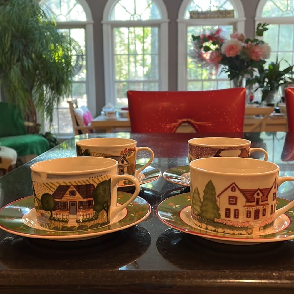 Gibson "Hickory Haven" Cup and Saucers.  Set of 4.